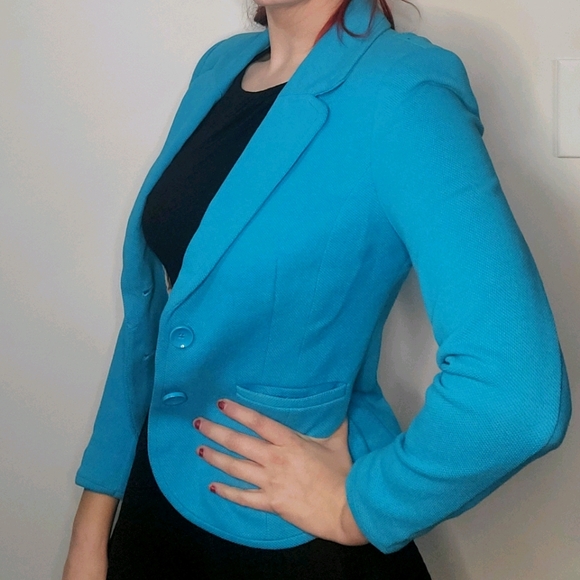 H&M Aqua Blue Blazer Business Jacket - Picture 1 of 8